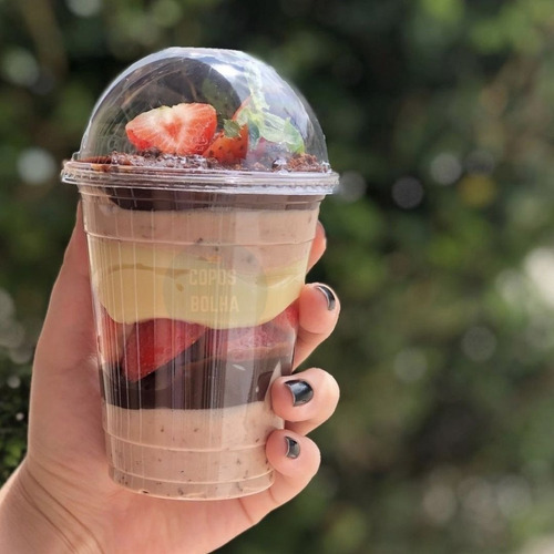 25 Copos Bolha 400 Ml C/ Divisória Algodão Doce E Pipoca