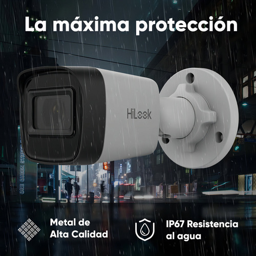 Hilook Cámara De Seguridad Tipo Bala Ip 2 Megapixel Con 30 Mts Ir Para Vision Nocturna Protección Ip67 Para Uso Exterior Compatibilidad Onvif Modelo Ipc-b121h-c