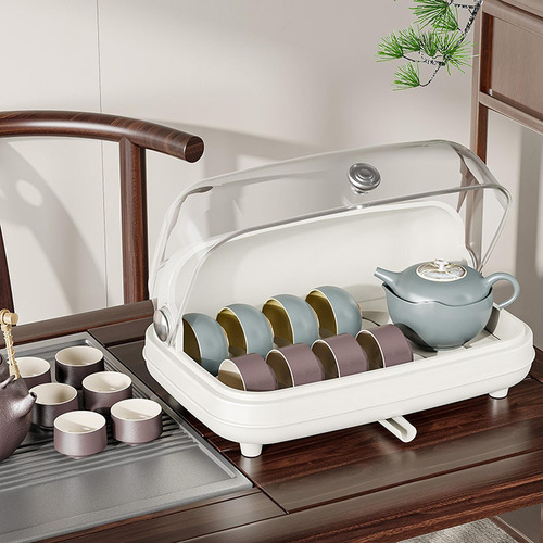 Soporte De Almacenamiento De Taza Con Tapa Transparente