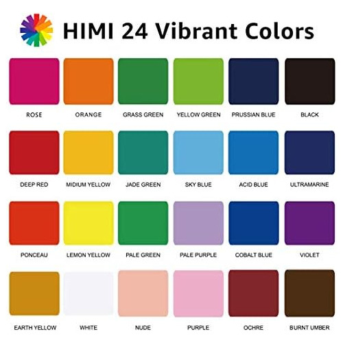 Set De Pintura Gouache Himi, 24 Colores X 30 Ml/1 Oz Co...