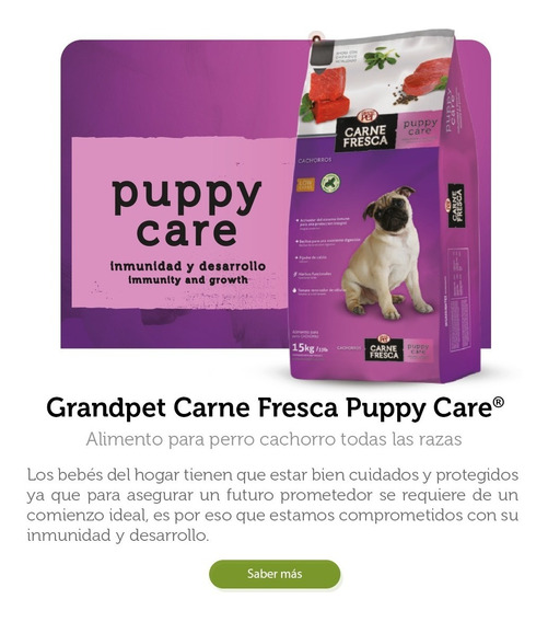 Alimento Super Premium Grandpet Carne Fresca Puppy 15 Kg Cachorros Proteína  Carne. Caducidad Enero 2021