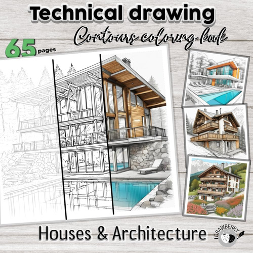 Libro: Technical Drawing - Contours Coloring Book: Houses An