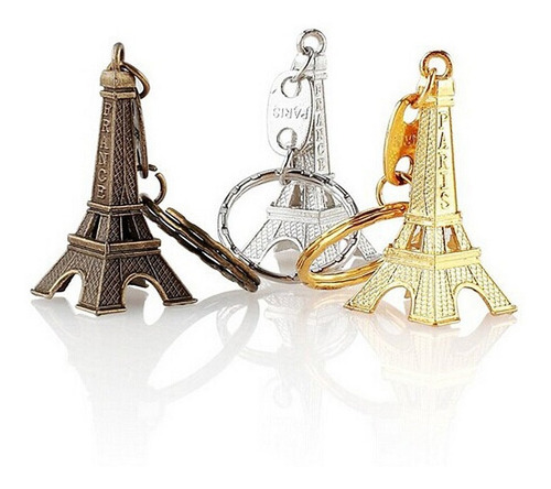 Imagen 3 de 8 de 2 Llaveros Torre Eiffel 5cm Alto - Dorado Y Plateado - D816