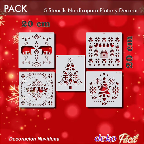 Packx5 Stencil Decorativo Navideño Emprendedor Nordico 20 Cm