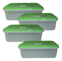 Comprar Set 4 Recipientes Tapa Rectangular Apto Microonda Freezer 4l