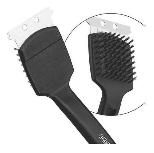 Escova Aço Limpa Grelha Churrasqueira C/ Raspador Cabo 45 Cm
