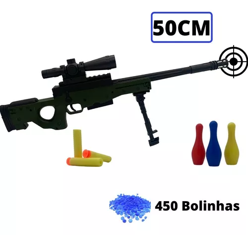 Arma Sniper Grande 50cm De Brinquedo Lança Bolinha De Gel