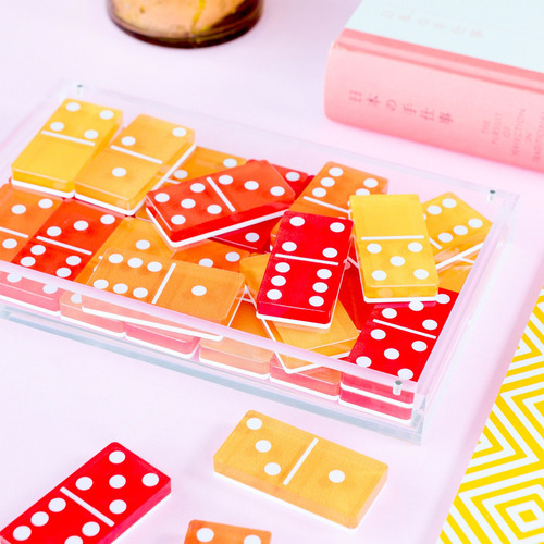 Dominó Acrílico Con Estuche Juego Y Decoración 28 Fichas