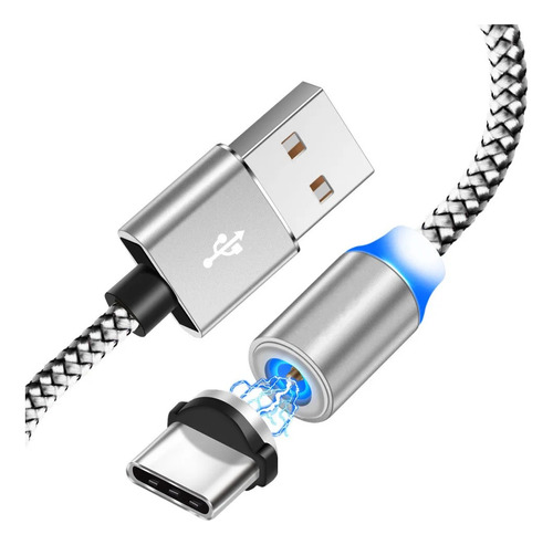 Cable Usb Magnético Tipo C Gira 360 Grados Luz Led