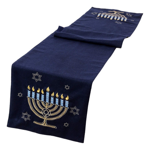 Manor Luxe Hanukkah Camino De Mesa, 13.5 X 72.0 in, Yute