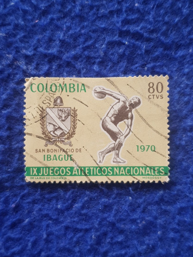 Estampilla Ix Juegos Atléticos Nacionales 1970 Colombia