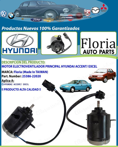 Motor Electroventilador Principal Hyundai Accent Excel