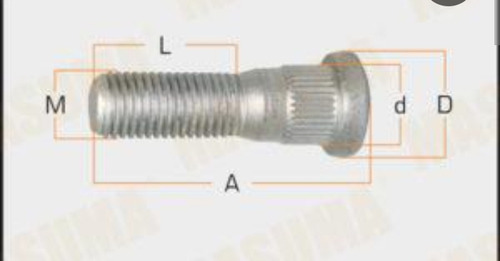 Pernos Para Rin / Medidas D=15, D=12, A=41, L=29, M=11mm 