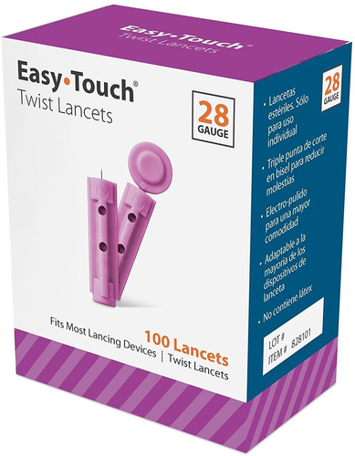 Caja De 100 Lancetas Calibre 28 Easy Touch