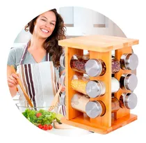 Comprar Especiero Condimentero Giratorio Set 12 Frascos Bambu Cocina
