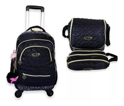 Kit Mochila Feminina Rodinhas 360 Lancheira Estojo 2020