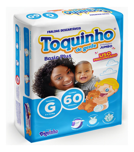 Fralda Toquinho De Gente basic plus tamanho G com 60 unid.