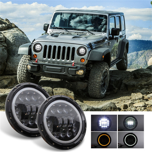 C Faro Led Redondo De 7 Pulgadas Y 400 W, Luz Alta Y Baja Para