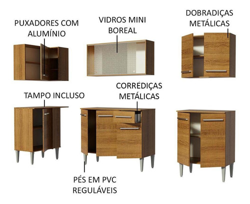 Mueble de cocina de esquina Madesa Emilly Point, cristal de color rústico
