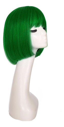 Peluca Corta Bob De Fantasía Verde Pino Para Halloween