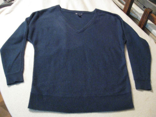 Sweater Cachemira  De Mujer Cuello En V Gap Talla S Azul