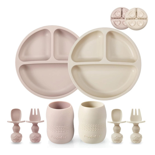 Juego De Alimentación De Silicona Para Bebés - 2 Tazas Y Cuc
