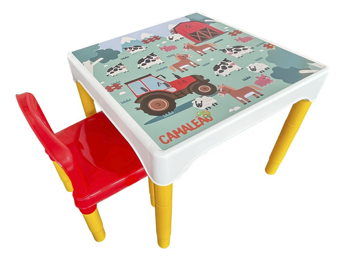 Conjunto Mesa Infantil 1 Cadeira Camaleão Escolar Plástica