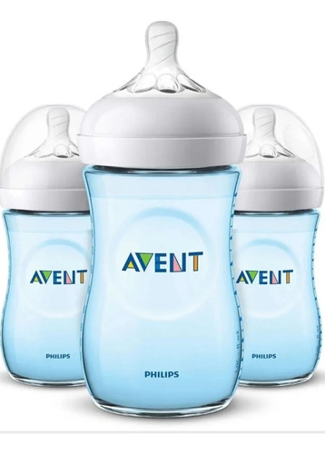 Mamadera Philips Avent Natural Color Azul, 260ml 1m+ Sin Bpa