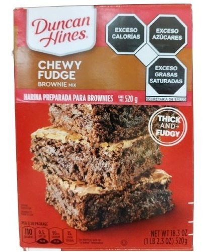 Harina Duncan Hines Para Pastel Chewy Fudge Brownie 520  Gr