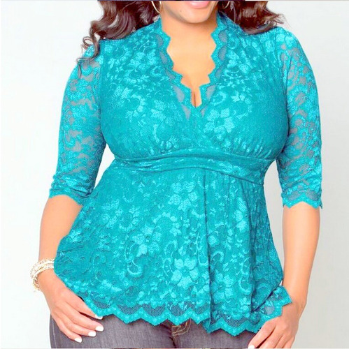 Blusa De Seda, Encaje Talles Especial Talle 6xl