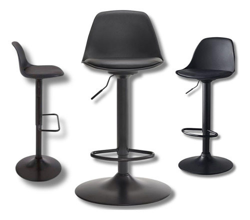 Set De 4 Bancos Altos Inmatmex Para Barra Cocina Ajustables Acabado De La Estructura Galvanizado Color Negro
