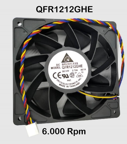 Imagen 1 de 3 de Fan Cooler 12x12x38 Extractor Ventilador Asic S9 Gpu Cpu