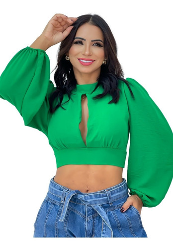 Kit 3pçs Cropped Blusa Feminino Amarração Nas Costas Decote 