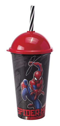 Vaso Plástico Milkshake Con Pajita 500 Ml Spiderman Marvel