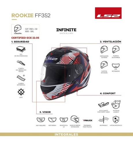 Imagen 7 de 10 de Casco Ls2 352 Tribal Red White Blue 2020 Full Devotobikes