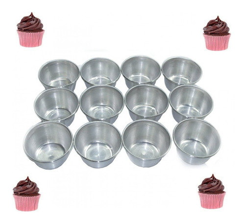 Forminha Para Mini Cupcake Aluminio Soltas Kit Com 12 Unid.