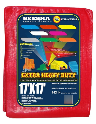Lona Geesna Extra Heavy Duty (pesada) 17x17 Ft (5.1 X 5.1 M)