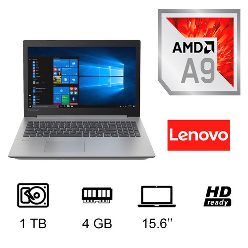 Notebook Lenovo Amd A9-9420 4gb 1tb 15.6 Win10 Gris Fact A-b