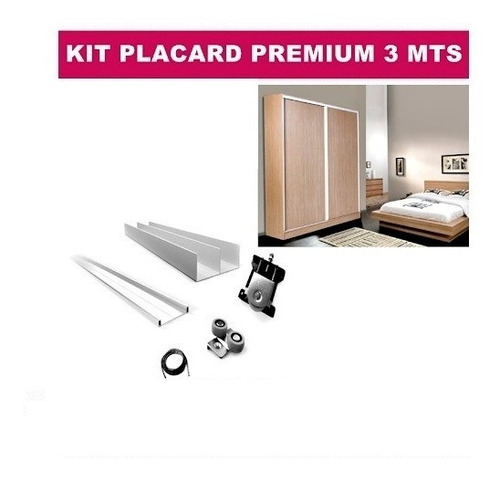 Kit Frente Corredizo Rieles Aluminio 3 Metros Para 2 Hojas