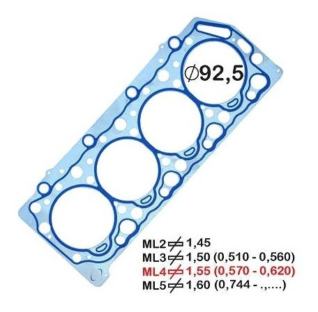 Junta Cabeçote Mitsubishi L200 L300 H100 Pajero 1.55mm Aço