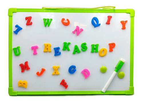 Imagen 2 de 4 de Pizarra Magnética Con Letras Tiza Y Marcador 2en1 Reversible