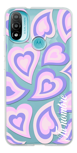 Funda Para Motorola Para Mujer Corazones Morados Con Nombre