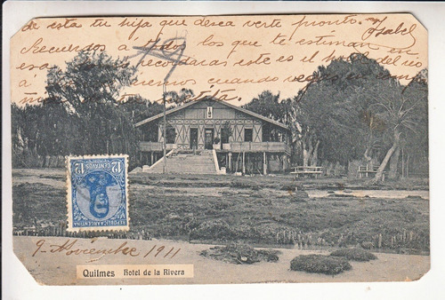 1911 Postal Hotel De La Rivera Quilmes Argentina Cursada