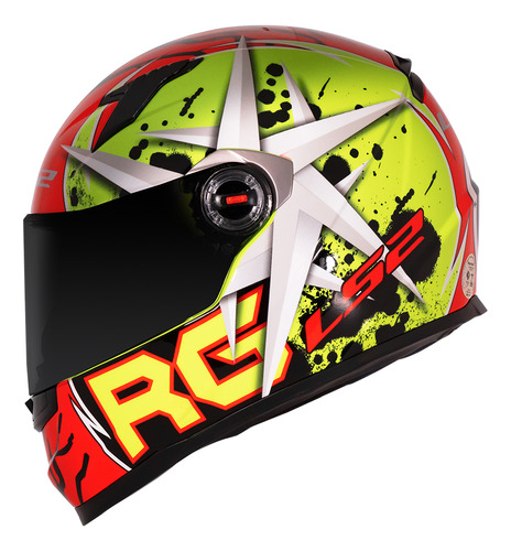 Capacete Ls2 Ff358 Renato Garcia Amarelo/vermelho