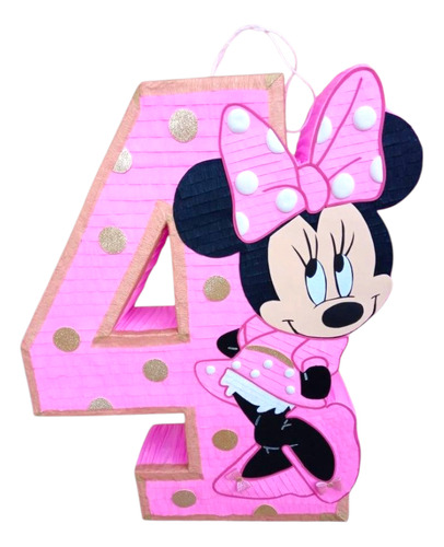 Piñata Minnie De Mickey Mouse Rosa Chicle Minnie Geométrico Grande