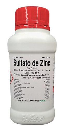 Sulfato De Zinc R. A. 500g Fagalab 