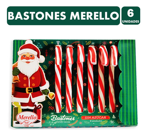 Bastones Especial Navidad - Caramelos Sin Azúcar (6unidades)