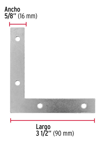 Escuadras Planas Cantoneras 3-1/2'x3-1/2' Bolsa C/24 Piezas