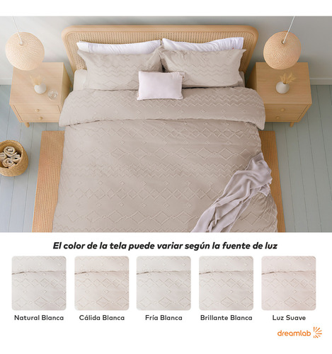 Juego de Funda Para Edredon Duvet con Textura Dreamlab, Tamaño Queen, Color Beige