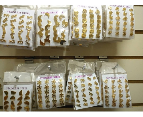 12 Aretes Topos Topitos En Acero Inoxidable Zarcillo